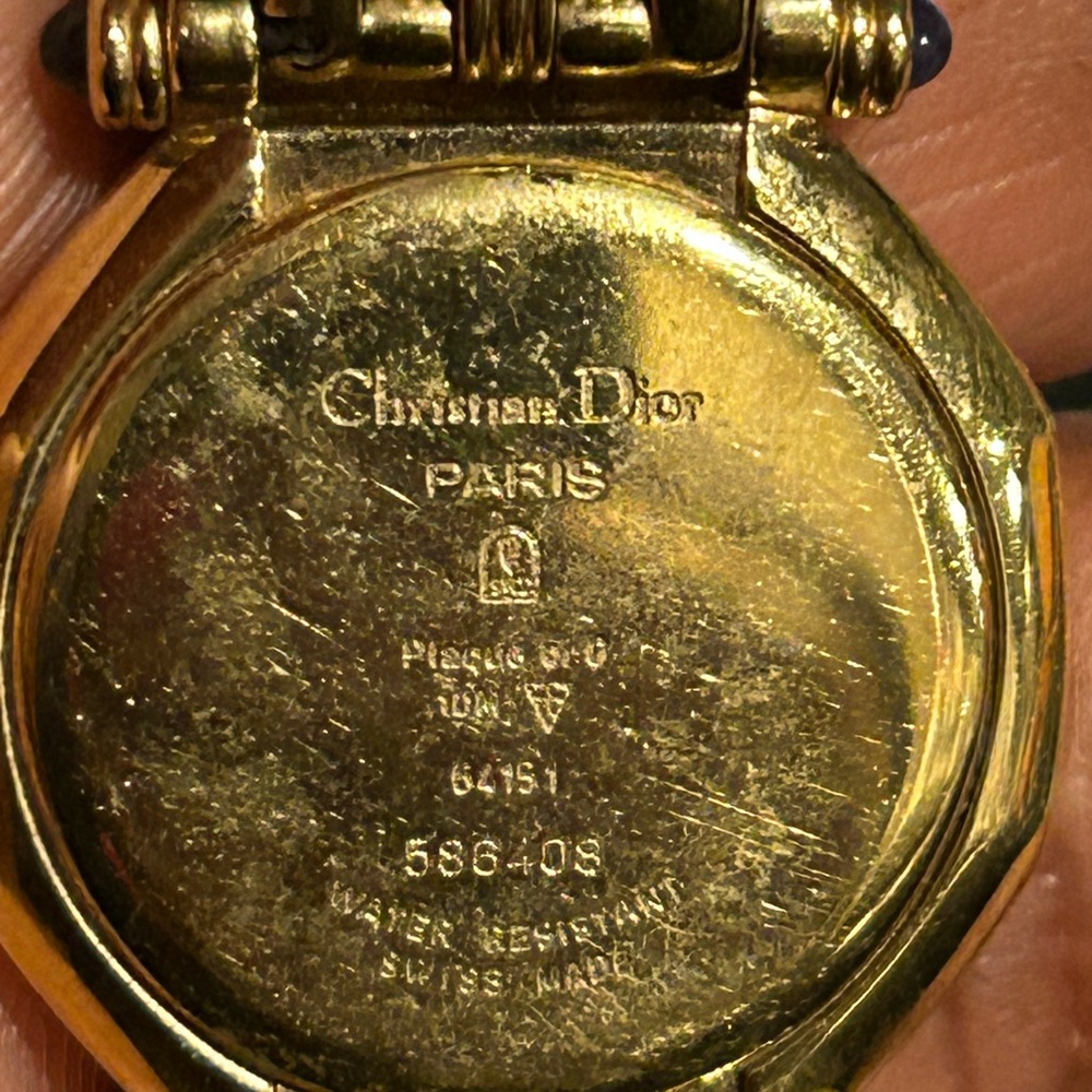 Dior Women Gold plated  Bracelet Watch with Blue Dial - Picture 10 of 13